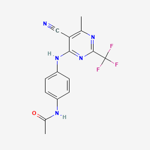 molecular formula C15H12F3N5O B5794404 N-[4-[[5-cyano-6-methyl-2-(trifluoromethyl)pyrimidin-4-yl]amino]phenyl]acetamide 