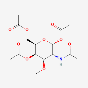 molecular formula C15H23NO9 B579449 [(2R,3R,4R,5R,6R)-5-acetamido-3,6-diacetyloxy-4-methoxyoxan-2-yl]methyl acetate CAS No. 17429-94-6