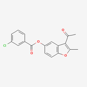 molecular formula C18H13ClO4 B5794566 3-acetyl-2-methyl-1-benzofuran-5-yl 3-chlorobenzoate 