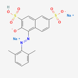 molecular formula C18H14N2Na2O7S2 B579462 Disodium;5-[(2,6-dimethylphenyl)diazenyl]-6-oxido-7-sulfonaphthalene-2-sulfonate CAS No. 18483-26-6