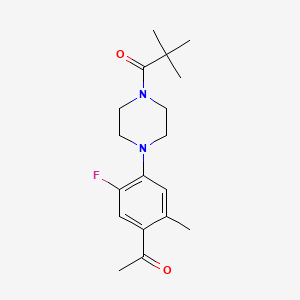 molecular formula C18H25FN2O2 B5794712 1-{4-[4-(2,2-dimethylpropanoyl)-1-piperazinyl]-5-fluoro-2-methylphenyl}ethanone 
