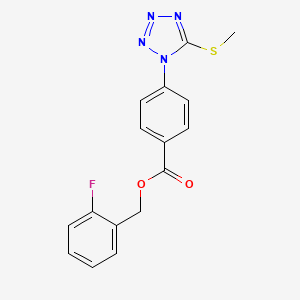 molecular formula C16H13FN4O2S B5794738 2-fluorobenzyl 4-[5-(methylthio)-1H-tetrazol-1-yl]benzoate 