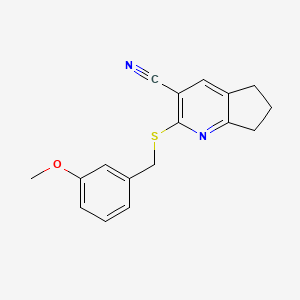 molecular formula C17H16N2OS B5794759 2-[(3-methoxybenzyl)thio]-6,7-dihydro-5H-cyclopenta[b]pyridine-3-carbonitrile 