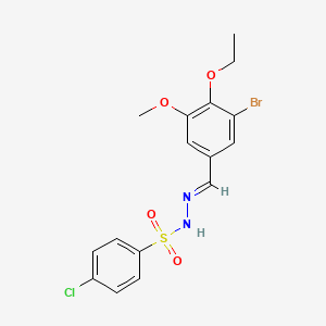 molecular formula C16H16BrClN2O4S B5794803 N'-(3-bromo-4-ethoxy-5-methoxybenzylidene)-4-chlorobenzenesulfonohydrazide 