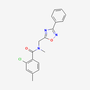 molecular formula C18H16ClN3O2 B5794871 2-chloro-N,4-dimethyl-N-[(3-phenyl-1,2,4-oxadiazol-5-yl)methyl]benzamide 