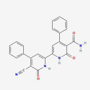 molecular formula C24H16N4O3 B579501 6-(5-cyano-6-oxo-4-phenyl-1H-pyridin-2-yl)-2-oxo-4-phenyl-1H-pyridine-3-carboxamide CAS No. 18096-77-0