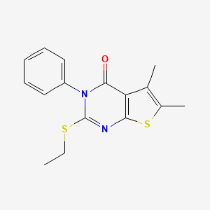 molecular formula C16H16N2OS2 B5795127 2-(ethylthio)-5,6-dimethyl-3-phenylthieno[2,3-d]pyrimidin-4(3H)-one 