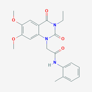 molecular formula C21H23N3O5 B5795213 2-(3-ethyl-6,7-dimethoxy-2,4-dioxo-3,4-dihydro-1(2H)-quinazolinyl)-N-(2-methylphenyl)acetamide 