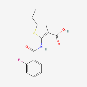 molecular formula C14H12FNO3S B5795309 5-ethyl-2-[(2-fluorobenzoyl)amino]-3-thiophenecarboxylic acid 