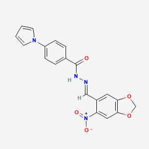 molecular formula C19H14N4O5 B5795327 N'-[(6-nitro-1,3-benzodioxol-5-yl)methylene]-4-(1H-pyrrol-1-yl)benzohydrazide 