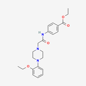 molecular formula C23H29N3O4 B5795424 ethyl 4-({[4-(2-ethoxyphenyl)-1-piperazinyl]acetyl}amino)benzoate 
