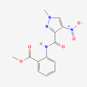 molecular formula C13H12N4O5 B5795723 methyl 2-{[(1-methyl-4-nitro-1H-pyrazol-3-yl)carbonyl]amino}benzoate 