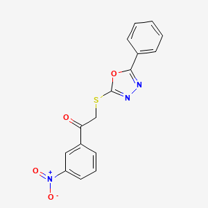 molecular formula C16H11N3O4S B5795756 1-(3-nitrophenyl)-2-[(5-phenyl-1,3,4-oxadiazol-2-yl)thio]ethanone 