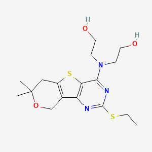 2-[(4-ethylsulfanyl-11,11-dimethyl-12-oxa-8-thia-3,5-diazatricyclo[7.4.0.02,7]trideca-1(9),2(7),3,5-tetraen-6-yl)-(2-hydroxyethyl)amino]ethanol