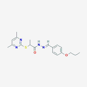 molecular formula C19H24N4O2S B5795911 2-[(4,6-dimethyl-2-pyrimidinyl)thio]-N'-(4-propoxybenzylidene)propanohydrazide 