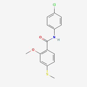 molecular formula C15H14ClNO2S B5795935 N-(4-chlorophenyl)-2-methoxy-4-(methylthio)benzamide 