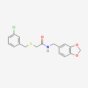 molecular formula C17H16ClNO3S B5795949 N-(1,3-benzodioxol-5-ylmethyl)-2-[(3-chlorobenzyl)thio]acetamide 