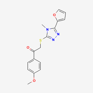 molecular formula C16H15N3O3S B5795979 2-{[5-(2-furyl)-4-methyl-4H-1,2,4-triazol-3-yl]thio}-1-(4-methoxyphenyl)ethanone 