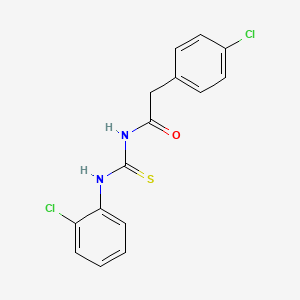 molecular formula C15H12Cl2N2OS B5796115 2-(4-chlorophenyl)-N-{[(2-chlorophenyl)amino]carbonothioyl}acetamide 