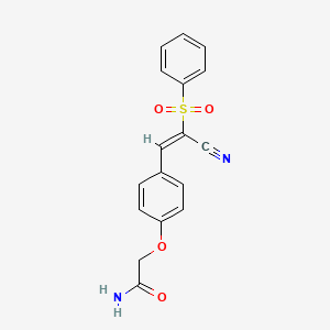 molecular formula C17H14N2O4S B5796331 2-{4-[2-cyano-2-(phenylsulfonyl)vinyl]phenoxy}acetamide 
