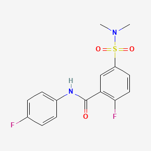 molecular formula C15H14F2N2O3S B5796450 5-[(dimethylamino)sulfonyl]-2-fluoro-N-(4-fluorophenyl)benzamide 