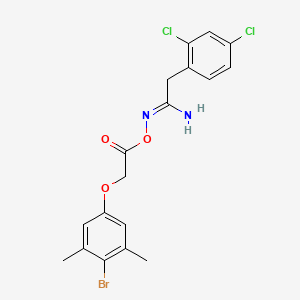 molecular formula C18H17BrCl2N2O3 B5796550 N'-{[(4-bromo-3,5-dimethylphenoxy)acetyl]oxy}-2-(2,4-dichlorophenyl)ethanimidamide 