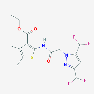 molecular formula C16H17F4N3O3S B5796613 ethyl 2-({[3,5-bis(difluoromethyl)-1H-pyrazol-1-yl]acetyl}amino)-4,5-dimethyl-3-thiophenecarboxylate 