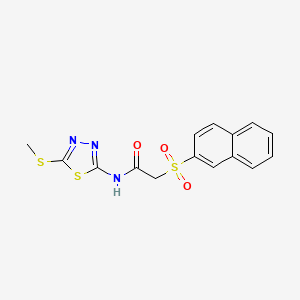 molecular formula C15H13N3O3S3 B5796623 N-[5-(methylthio)-1,3,4-thiadiazol-2-yl]-2-(2-naphthylsulfonyl)acetamide 