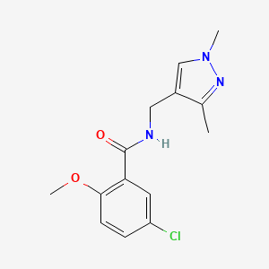 molecular formula C14H16ClN3O2 B5796660 5-chloro-N-[(1,3-dimethyl-1H-pyrazol-4-yl)methyl]-2-methoxybenzamide 