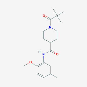 molecular formula C19H28N2O3 B5796704 1-(2,2-dimethylpropanoyl)-N-(2-methoxy-5-methylphenyl)-4-piperidinecarboxamide 