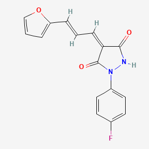 molecular formula C16H11FN2O3 B5796865 1-(4-fluorophenyl)-4-[3-(2-furyl)-2-propen-1-ylidene]-3,5-pyrazolidinedione 