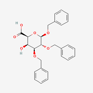 molecular formula C27H28O7 B579698 (2S,3R,4S,5R,6R)-3-hydroxy-4,5,6-tris(phenylmethoxy)oxane-2-carboxylic acid CAS No. 17120-54-6