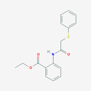 molecular formula C17H17NO3S B5797007 ethyl 2-{[(phenylthio)acetyl]amino}benzoate 