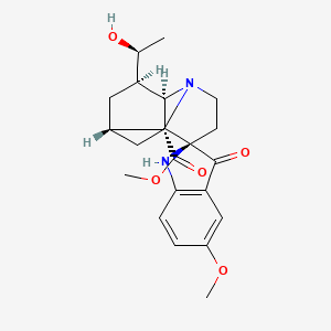 molecular formula C22H28N2O5 B579701 methyl (1'S,2R,7'R,8'R,9'R)-9'-[(1S)-1-hydroxyethyl]-5-methoxy-3-oxospiro[1H-indole-2,6'-3-azatricyclo[5.3.1.03,8]undecane]-7'-carboxylate CAS No. 18646-15-6