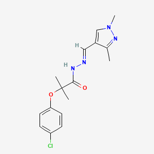 molecular formula C16H19ClN4O2 B5797029 2-(4-chlorophenoxy)-N'-[(1,3-dimethyl-1H-pyrazol-4-yl)methylene]-2-methylpropanohydrazide 