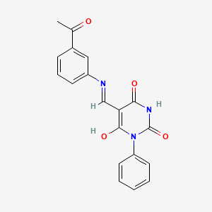 molecular formula C19H15N3O4 B5797116 5-{[(3-acetylphenyl)amino]methylene}-1-phenyl-2,4,6(1H,3H,5H)-pyrimidinetrione 