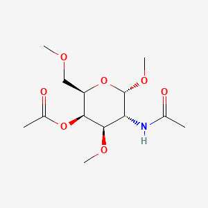 molecular formula C13H23NO7 B579719 [(2R,3R,4R,5R,6S)-5-acetamido-4,6-dimethoxy-2-(methoxymethyl)oxan-3-yl] acetate CAS No. 17296-11-6