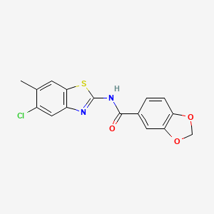 N-(5-chloro-6-methyl-1,3-benzothiazol-2-yl)-1,3-benzodioxole-5-carboxamide