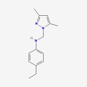 molecular formula C14H19N3 B5797283 N-[(3,5-dimethyl-1H-pyrazol-1-yl)methyl]-4-ethylaniline 