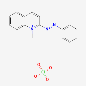 molecular formula C16H14ClN3O4 B579736 1-Methyl-2-[(E)-phenyldiazenyl]quinolin-1-ium perchlorate CAS No. 16600-11-6