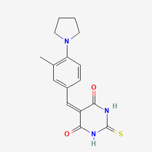 molecular formula C16H17N3O2S B5797377 5-[3-methyl-4-(1-pyrrolidinyl)benzylidene]-2-thioxodihydro-4,6(1H,5H)-pyrimidinedione 