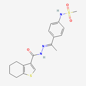molecular formula C18H21N3O3S2 B5797489 N-{4-[N-(4,5,6,7-tetrahydro-1-benzothien-3-ylcarbonyl)ethanehydrazonoyl]phenyl}methanesulfonamide 