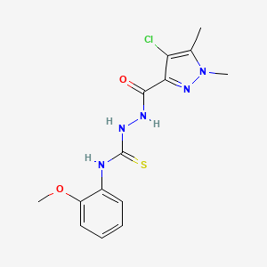 molecular formula C14H16ClN5O2S B5797525 2-[(4-chloro-1,5-dimethyl-1H-pyrazol-3-yl)carbonyl]-N-(2-methoxyphenyl)hydrazinecarbothioamide 