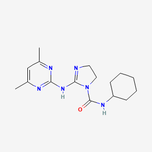 molecular formula C16H24N6O B5797526 N-cyclohexyl-2-[(4,6-dimethyl-2-pyrimidinyl)amino]-4,5-dihydro-1H-imidazole-1-carboxamide 