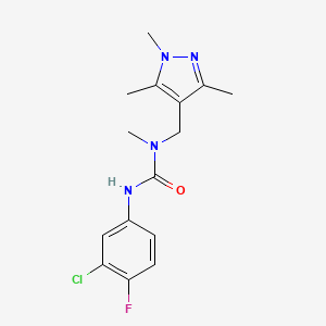 N'-(3-chloro-4-fluorophenyl)-N-methyl-N-[(1,3,5-trimethyl-1H-pyrazol-4-yl)methyl]urea