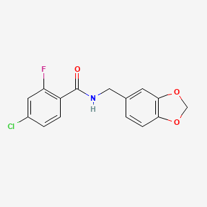 molecular formula C15H11ClFNO3 B5797672 N-(1,3-benzodioxol-5-ylmethyl)-4-chloro-2-fluorobenzamide 