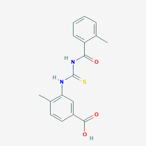 molecular formula C17H16N2O3S B5797694 4-methyl-3-({[(2-methylbenzoyl)amino]carbonothioyl}amino)benzoic acid 