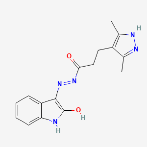 3-(3,5-dimethyl-1H-pyrazol-4-yl)-N'-(2-oxo-1,2-dihydro-3H-indol-3-ylidene)propanohydrazide