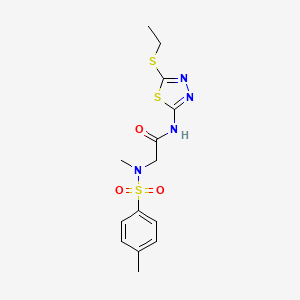 molecular formula C14H18N4O3S3 B5797901 N~1~-[5-(ethylthio)-1,3,4-thiadiazol-2-yl]-N~2~-methyl-N~2~-[(4-methylphenyl)sulfonyl]glycinamide 