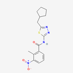 molecular formula C16H18N4O3S B5797916 N-[5-(cyclopentylmethyl)-1,3,4-thiadiazol-2-yl]-2-methyl-3-nitrobenzamide 